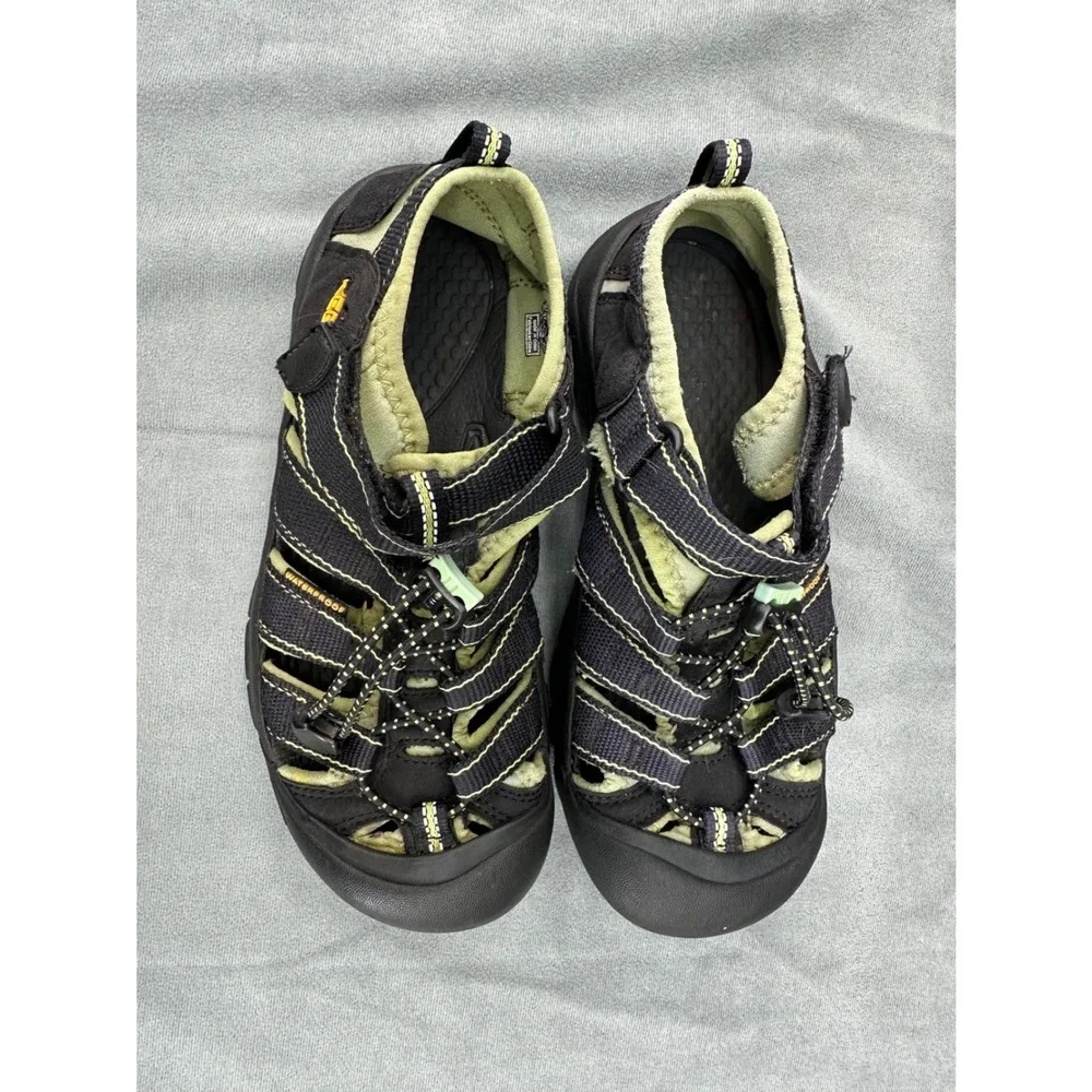 KEEN Newport H2 Kids Waterproof Sport Sandals Black Lime Green Size 4 Youth